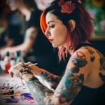 What are the best ink colors for tattoos - A lady attending a workshop on the latest tattoo col be adb - 030124 tattoovalue.net 056