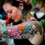 What are the best ink colors for tattoos - A lady choosing bright and bold colors for her tatto ccfc bd c d bdcd - 030124 tattoovalue.net 057