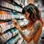 A detailed black and grey tattoo of a large peony and foliage on a woman's arm, showcasing a realistic and dramatic style.