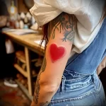What are the best ink colors for tattoos - A lady showing off her vibrant red heart tattoo s ba eb cc aeb _1_2 - 030124 tattoovalue.net 068