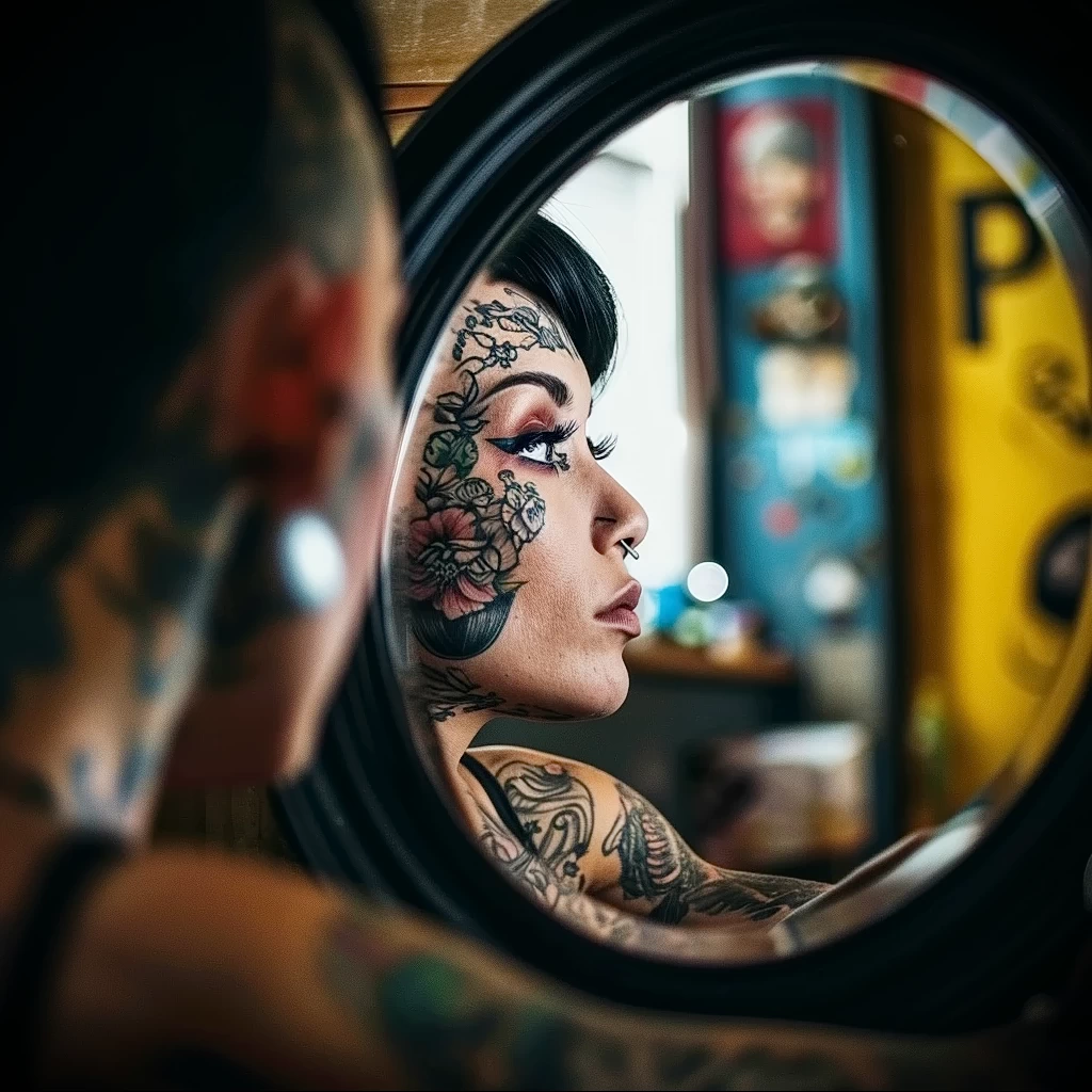 What are the best ink colors for tattoos - A mirror reflection showing a person visualizing a t aaf f be bae eee _1 - 030124 tattoovalue.net 080
