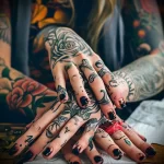 What are the best ink colors for tattoos - A person examining healed tattoos to check for color eba d e ac aedd _1_2 - 030124 tattoovalue.net 103