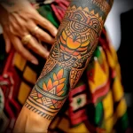 What are the best ink colors for tattoos - A person with a colorful cultural themed tattoo s ebf f ca aa dced - 030124 tattoovalue.net 138