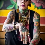 What are the best ink colors for tattoos - A person with a diverse range of colored tattoos sho de c e cc _1 - 030124 tattoovalue.net 143