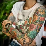 What are the best ink colors for tattoos - A person with a sleeve tattoo featuring a range of c cbfb bf bb eadb - 030124 tattoovalue.net 155