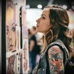 What are the best ink colors for tattoos - A woman at a tattoo convention admiring innovative d be a a b abacae _1_2 - 030124 tattoovalue.net 238