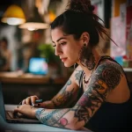 What are the best ink colors for tattoos - A woman researching online about the best tattoo col de c dca f defc - 030124 tattoovalue.net 257