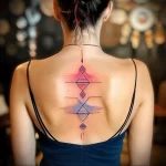 What are the best ink colors for tattoos - A woman with a chic geometric tattoo with gradient c cfe ed cc fa cacdff - 030124 tattoovalue.net 271