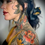 What are the best ink colors for tattoos - A woman with a neo traditional tattoo featuring rich ebefbdf ca d dcd bdcaba _1 - 030124 tattoovalue.net 285