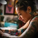 What are the best ink colors for tattoos - A woman with a small colorful tattoo browsing more d aea f eb a eaaf _1_2_3 - 030124 tattoovalue.net 294