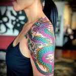 What are the best ink colors for tattoos - A woman with an Asian style dragon tattoo in vibrant beb df a ae bdfe - 030124 tattoovalue.net 302