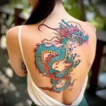What are the best ink colors for tattoos - A woman with an Asian style dragon tattoo in vibrant beb df a ae bdfe _1 - 030124 tattoovalue.net 303