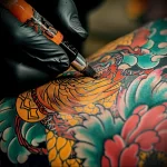 What are the best ink colors for tattoos - Close up of a tattoo being applied with bright color daaea b d debedd _1 - 030124 tattoovalue.net 335