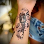 tattoo drawing about radio - Realistic depiction of a retro microphone tattooed o add d f bf dddbfbcd _1 - 130224 tattoovalue.net 002