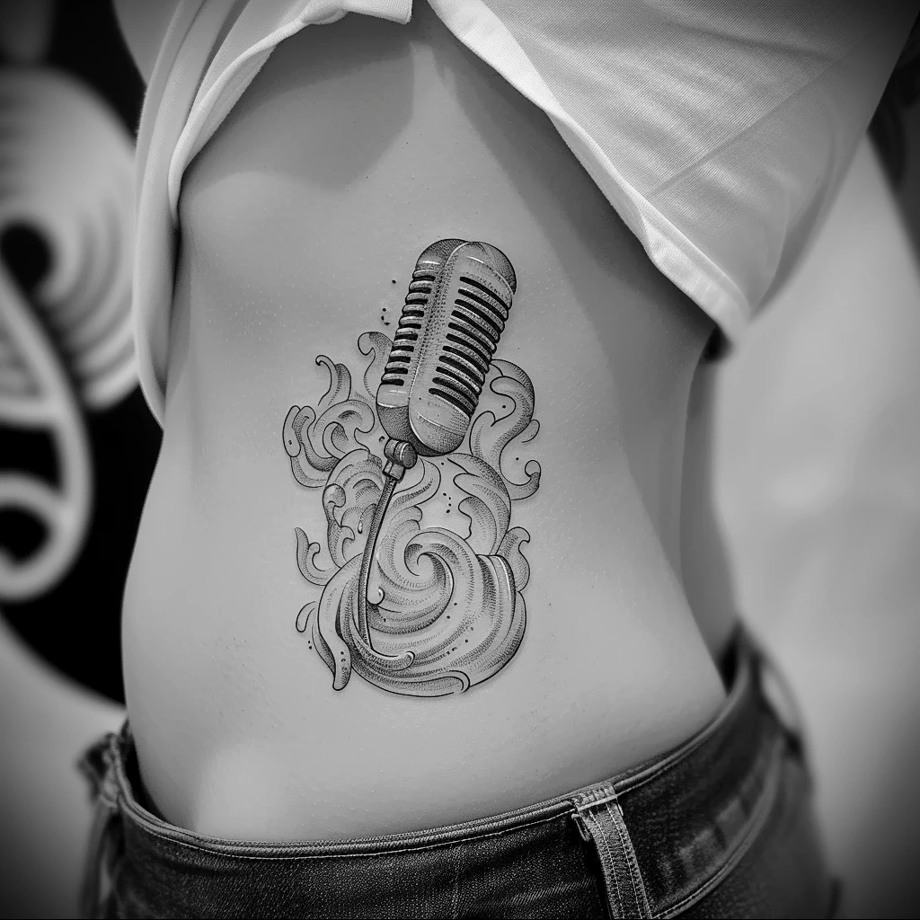 tattoo drawing about radio - Realistic tattoo concept of a radio microphone surro bed aa ef ad edce - 130224 tattoovalue.net 103
