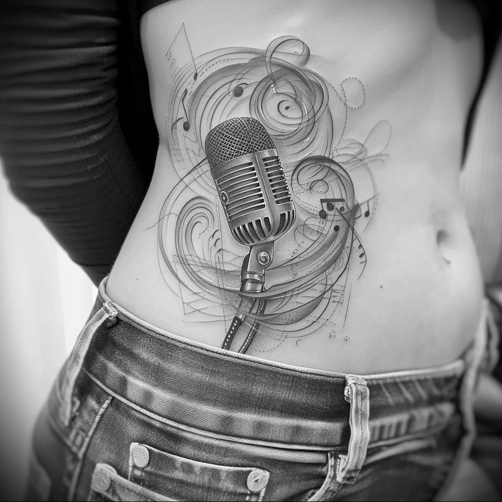 tattoo drawing about radio - Realistic tattoo concept of a radio microphone surro bed aa ef ad edce _1 - 130224 tattoovalue.net 104