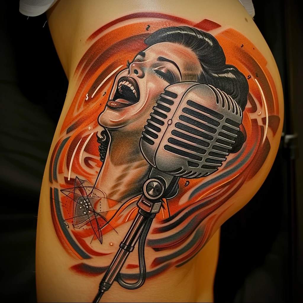 tattoo drawing about radio - Realistic tattoo design showcasing a retro microphon bb db ff ebd da _1_2 - 130224 tattoovalue.net 136