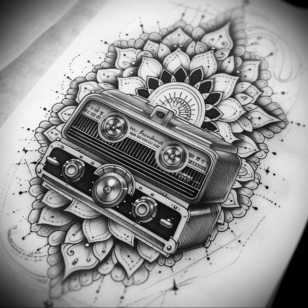 tattoo drawing about radio - Realistic tattoo idea featuring a detailed radio set cfcc ea fe cfeafa - 130224 tattoovalue.net 142