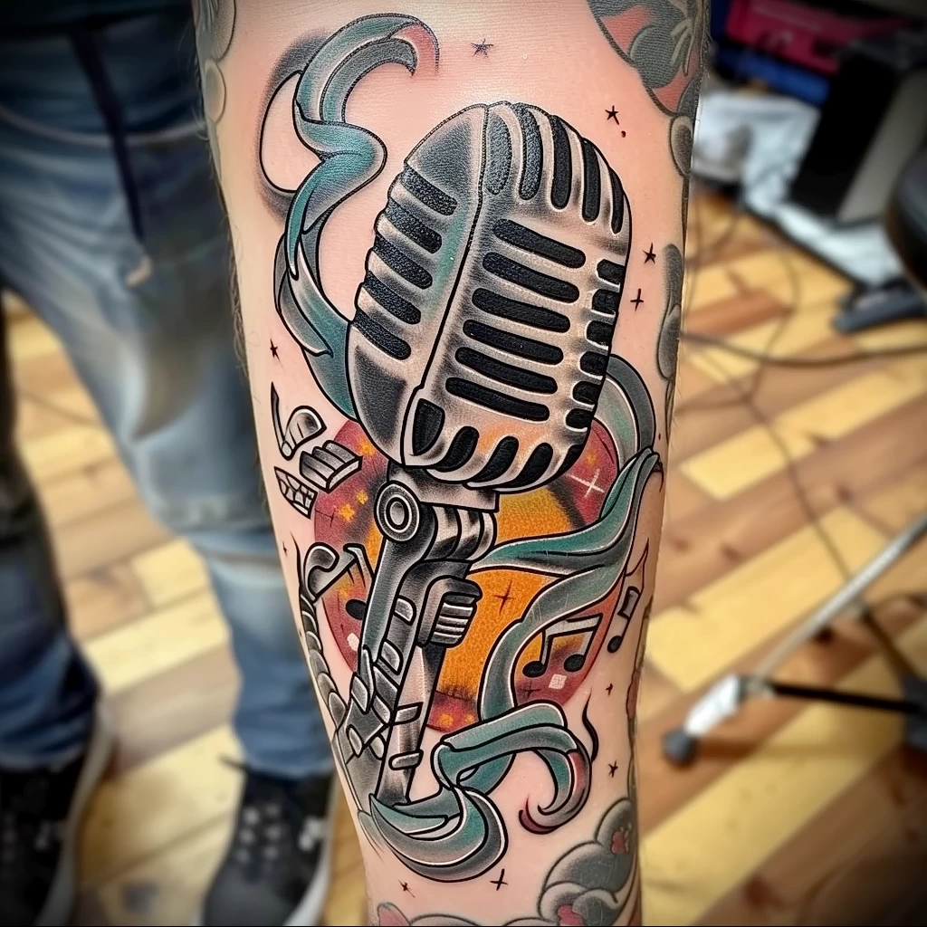 tattoo drawing about radio - Realistic tattoo sketch featuring a retro microphone aaadde ce aa badbb _1 - 130224 tattoovalue.net 193