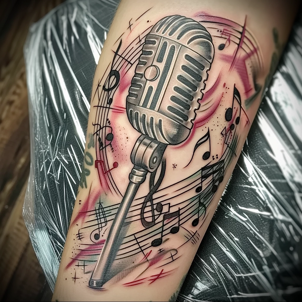 tattoo drawing about radio - Realistic tattoo sketch featuring a retro microphone aaadde ce aa badbb _1_2 - 130224 tattoovalue.net 194