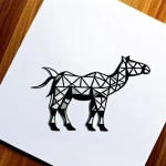 Black and white geometric camel tattoo design, composed of triangles and lines. A modern and artistic tattoo sketch.