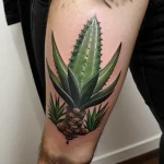 Realistic aloe plant tattoo design on the forearm tatufoto.com 003