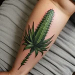 Realistic aloe plant tattoo design on the forearm tatufoto.com 010