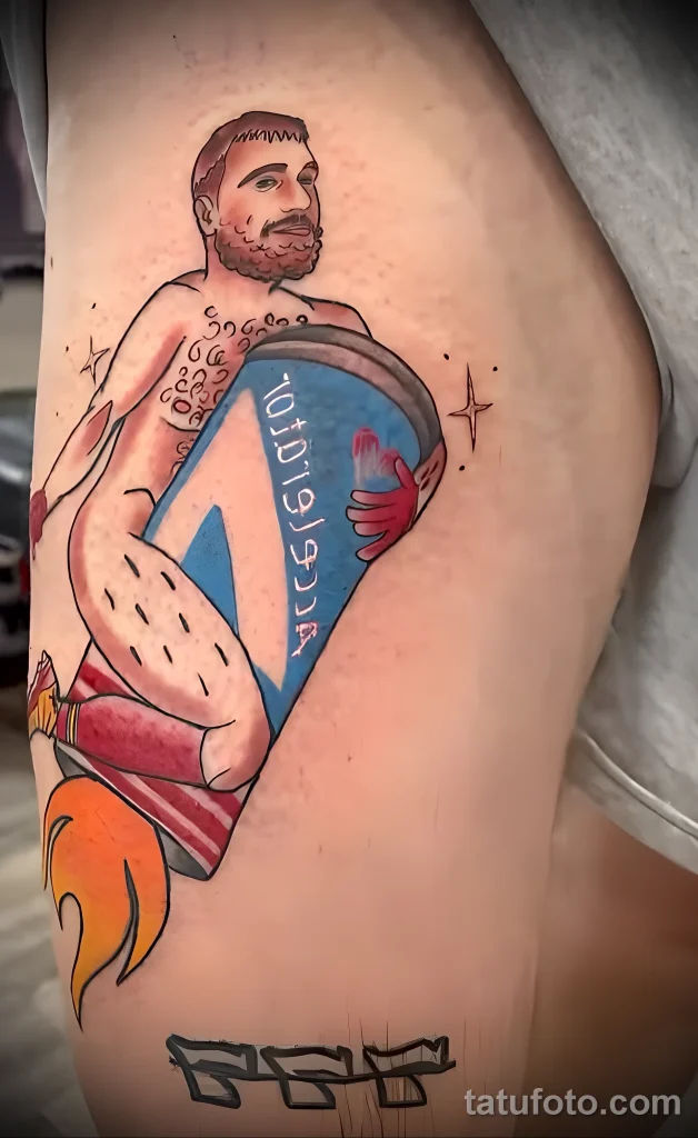 Fan Trades Thigh for Travis Kelce Pin-Up Tattoo and 25 Cases of Energy №03 - tattoovalue.net