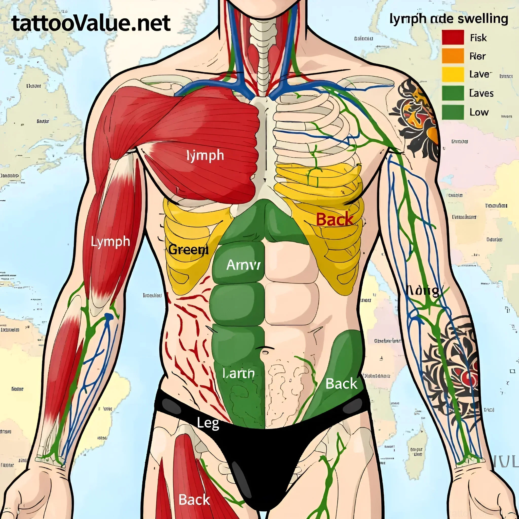 Изображение раздела 'Popular Tattoo Placements & Their Lymph Node Proximity: A Risk Assessment' в статье про Can tattoos cause swollen lymph nodes years later?