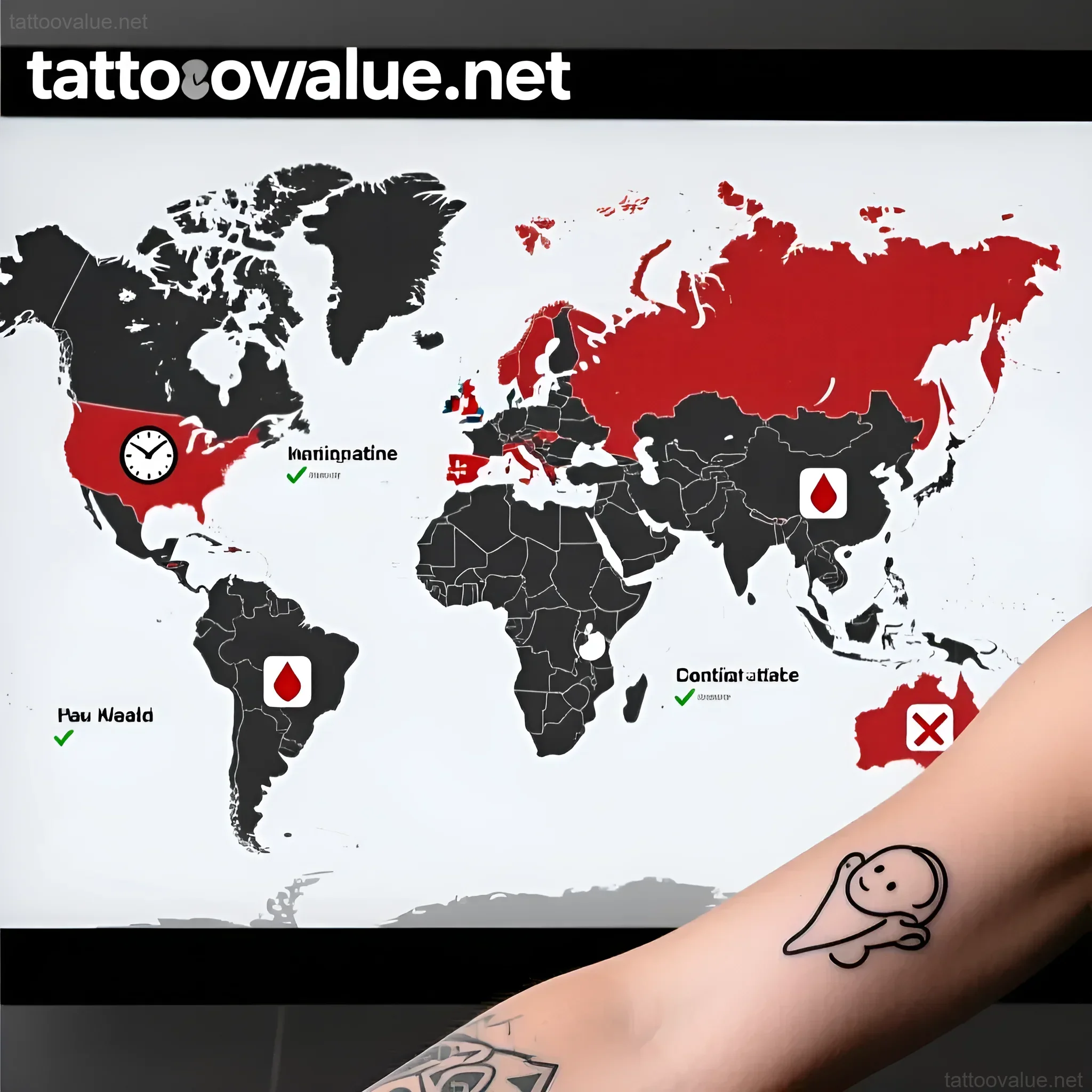 Изображение раздела 'Regulations by Country: US, UK, Canada, Australia & More' в статье про Can you donate blood after a tattoo? The essential