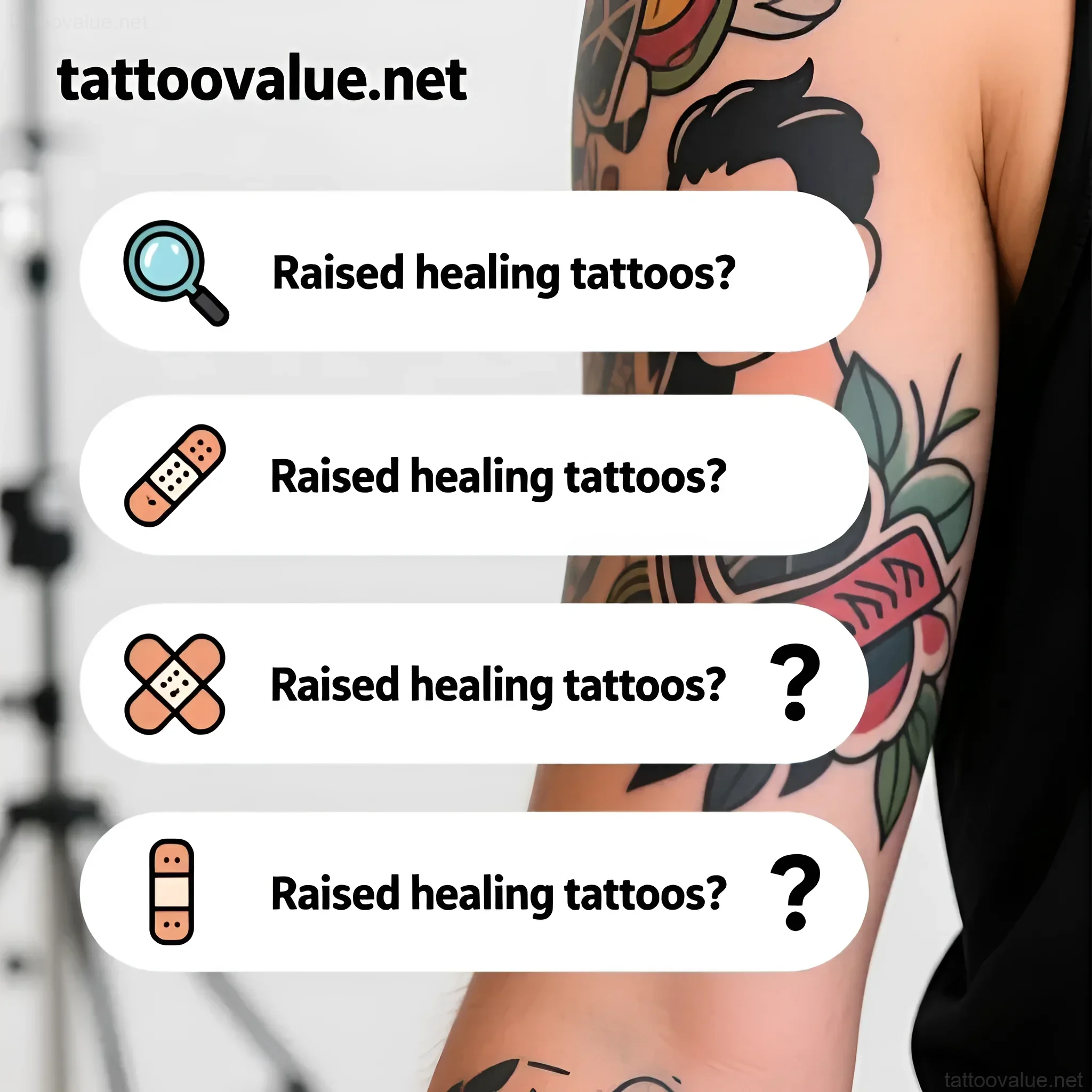 Изображение раздела 'Frequently Asked Questions (FAQ) About Raised Healing Tattoos' в статье про Is it normal for a healing tattoo to have a raised