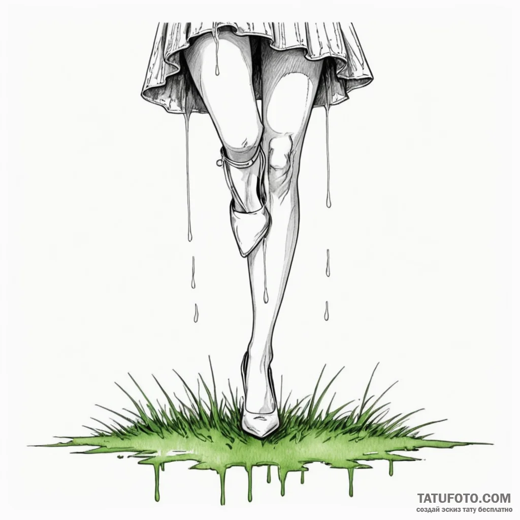 Legs of a girl in a short skirt on high heels... - tattoo sketch (№1751045195_0, 27.06.2025 17:26) — tattoovalue.net