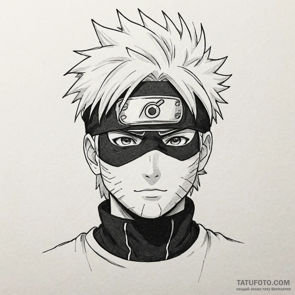 A graphic novel style tattoo of kakashi from... - tattoo sketch (№1751046626_0, 27.06.2025 17:50) — tattoovalue.net