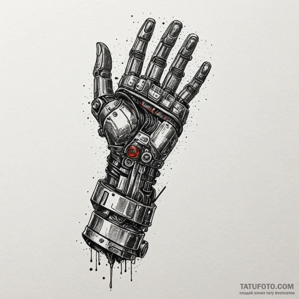 Johnny silverhand's robotic arm from cyberpun... - tattoo sketch (№1751047058_0, 27.06.2025 17:57) — tattoovalue.net