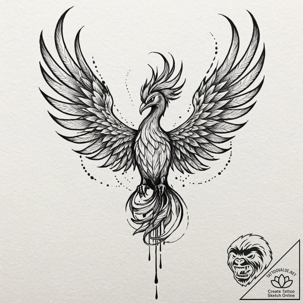 A neo-traditional tattoo of a phoenix (fawkes... - tattoo sketch (№1751047968_0, 27.06.2025 18:12) — tattoovalue.net