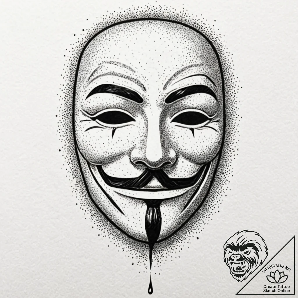V for vendetta mask, tattoo sketch design, su... - tattoo sketch (№1751048091_0, 27.06.2025 18:14) — tattoovalue.net