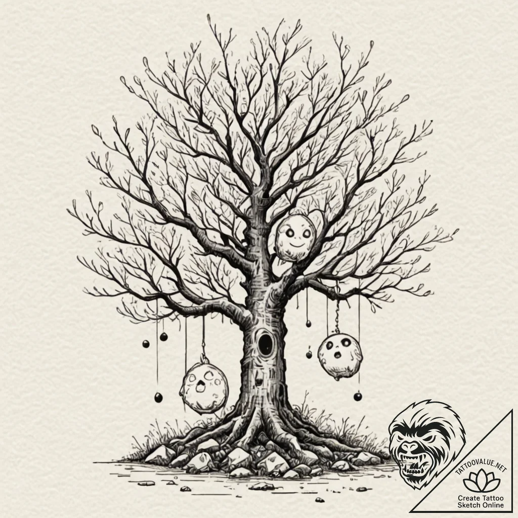 A sketch of the kodama (tree spirits) from pr... - tattoo sketch (№1751048315_0, 27.06.2025 18:18) — tattoovalue.net