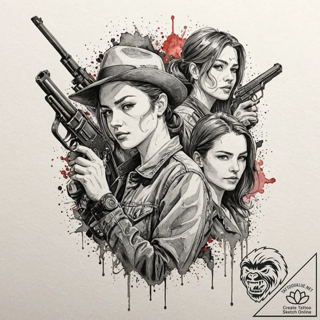 A graphic novel portrait of the main characte... - tattoo sketch (№1751048830_0, 27.06.2025 18:27) — tattoovalue.net