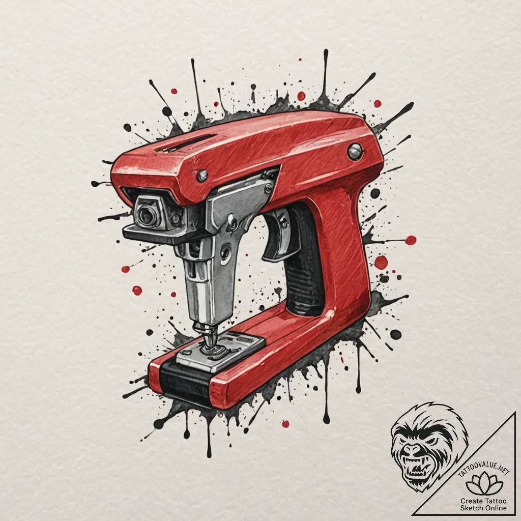 A minimalist tattoo of the red stapler from o... - tattoo sketch (№1751049721_0, 27.06.2025 18:42) — tattoovalue.net