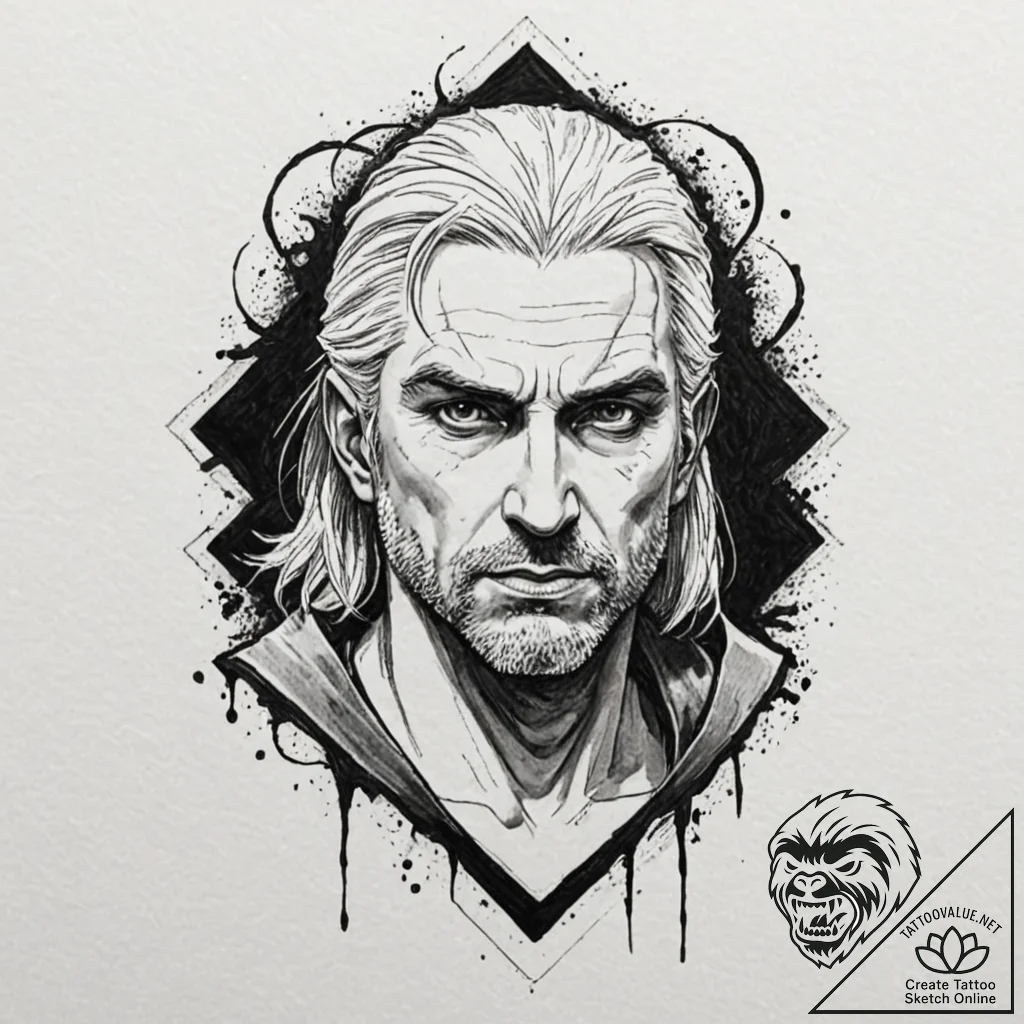 ведьмак (the witcher), tattoo flash sheet des... - tattoo sketch (№1751051376_0, 27.06.2025 19:09) — tattoovalue.net