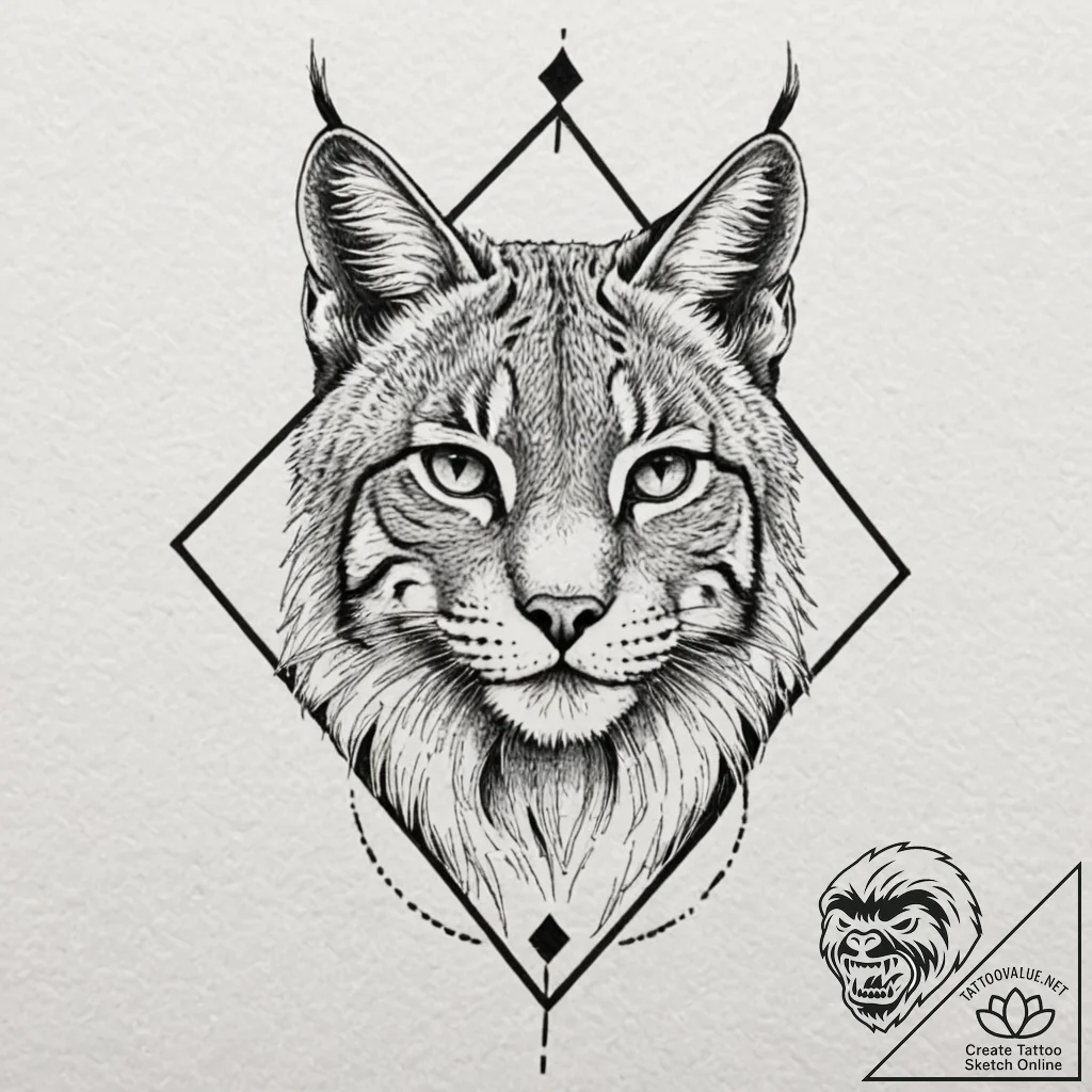 Lynx, ink illustration for tattoo, on texture... - tattoo sketch (№1751051783_0, 27.06.2025 19:16) — tattoovalue.net
