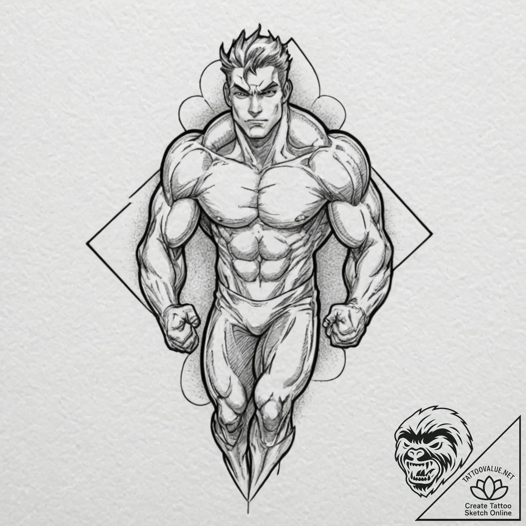 A sketch of omni-man from invincible, powerfu... - tattoo sketch (№1751052729_0, 27.06.2025 19:32) — tattoovalue.net
