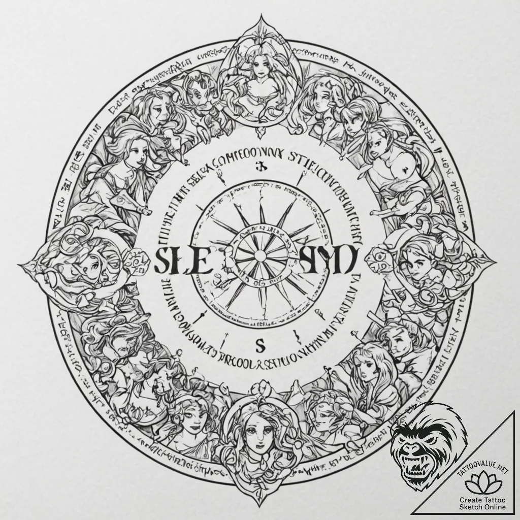A linework tattoo of the seven deadly sins wr... - tattoo sketch (№1751052840_0, 27.06.2025 19:34) — tattoovalue.net