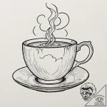 A teacup with a storm inside, tattoo line art… – tattoo sketch (№1751053269_0, 27.06.2025 19:41) — tattoovalue.net