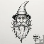 A neo-traditional tattoo of a gnome, with a l… – tattoo sketch (№1751053484_0, 27.06.2025 19:44) — tattoovalue.net