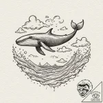 A whale swimming through clouds, tattoo flash… – tattoo sketch (№1751054099_0, 27.06.2025 19:54) — tattoovalue.net