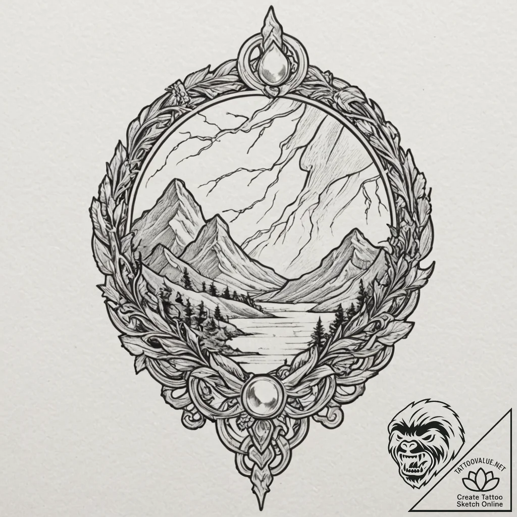 Lightning, tattoo line art, clean lines, cris... - tattoo sketch (№1751054507_0, 27.06.2025 20:01) — tattoovalue.net