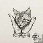 A minimalist tattoo of the “kitten mittens” f… – tattoo sketch (№1751055280_0, 27.06.2025 20:14) — tattoovalue.net