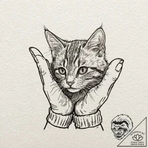 A minimalist tattoo of the “kitten mittens” f… – tattoo sketch (№1751055280_0, 27.06.2025 20:14) — tattoovalue.net