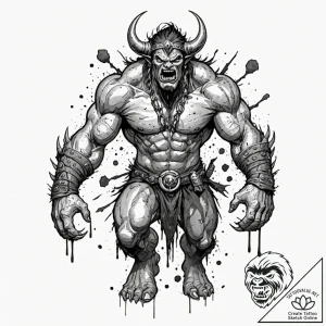 A graphic novel sketch of the monster from ba… – tattoo sketch (№1751055566_0, 27.06.2025 20:19) — tattoovalue.net
